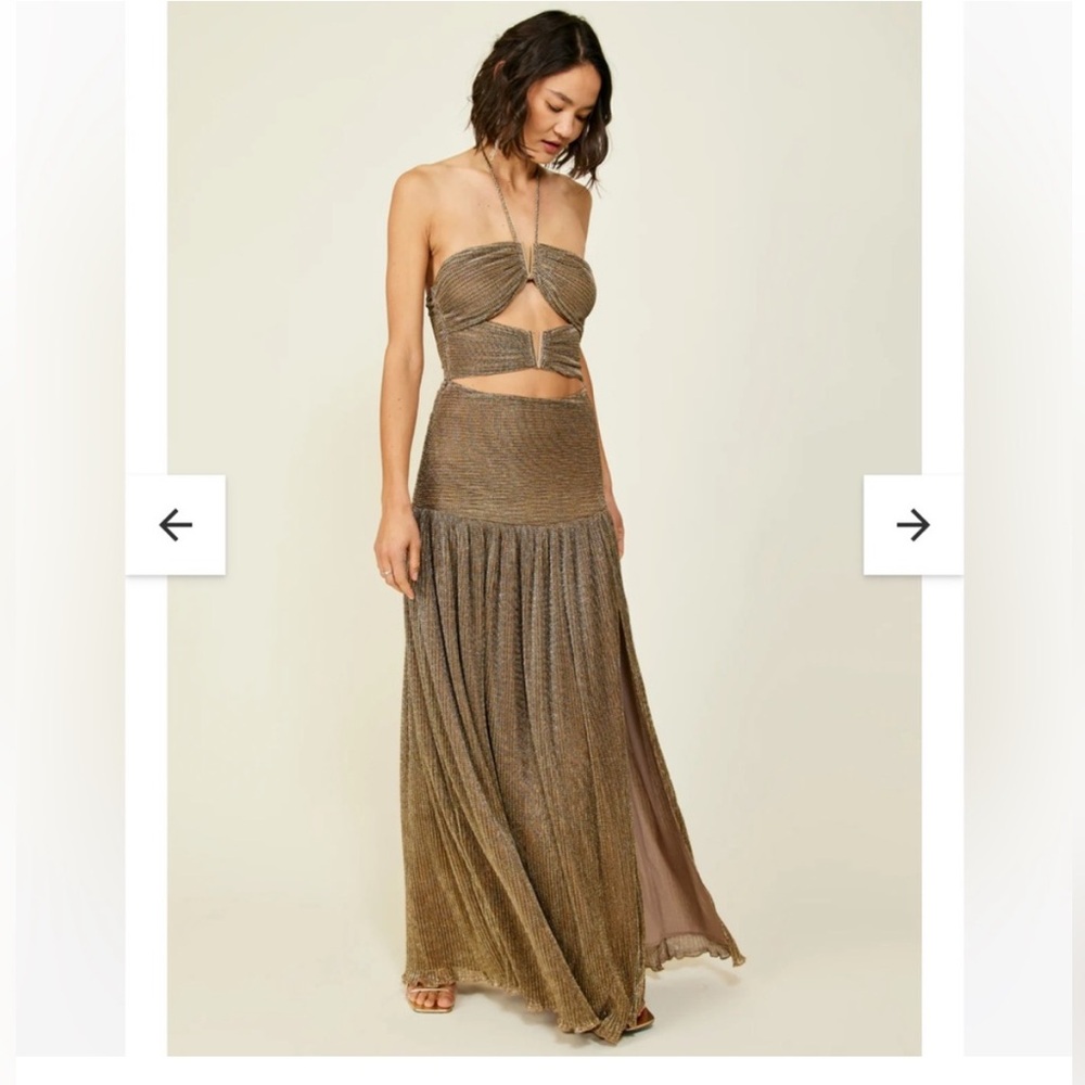 line and dot jordie maxi dress metallic